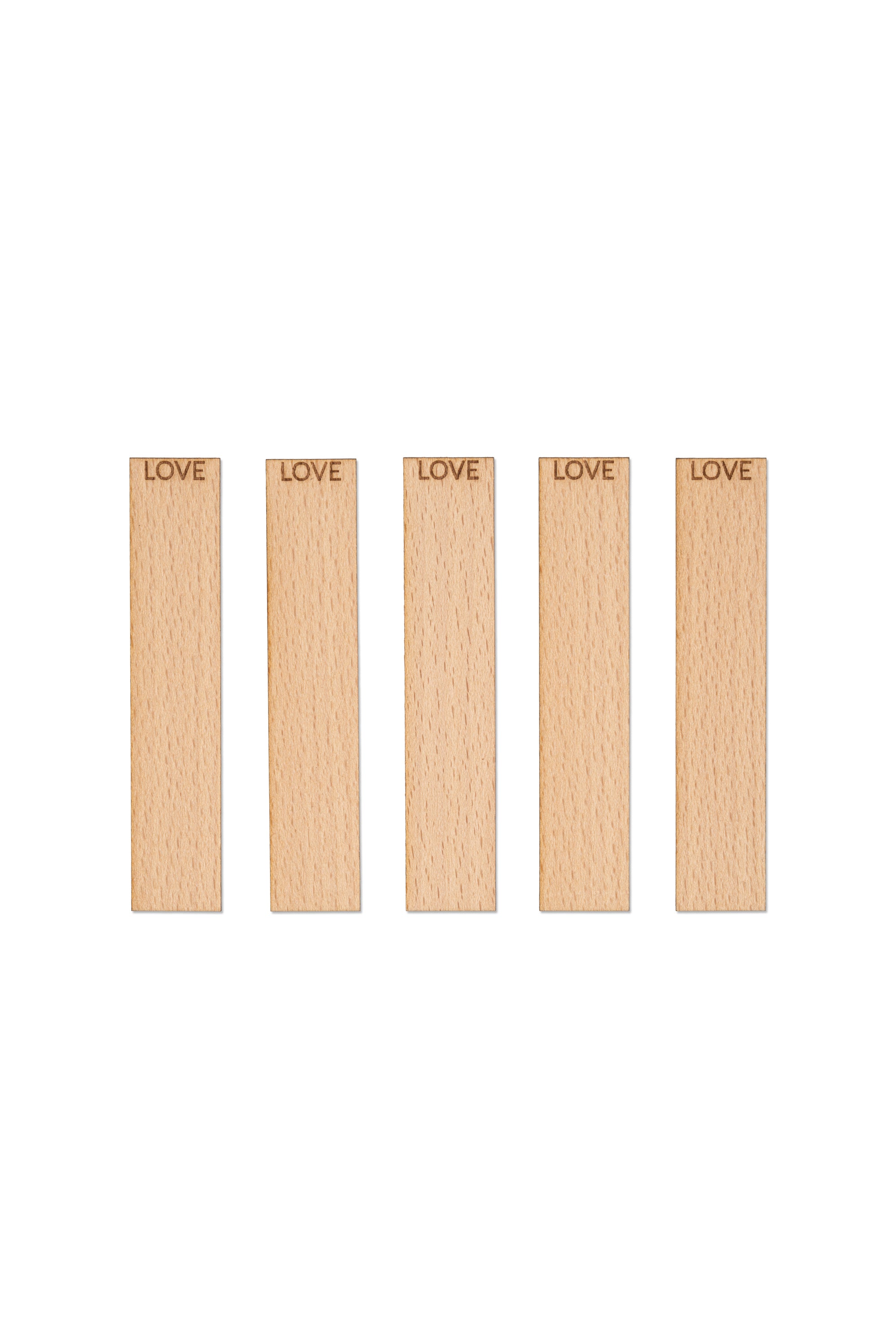 Holzkerzendochte mit Gravur - "LOVE" 20x1 mm