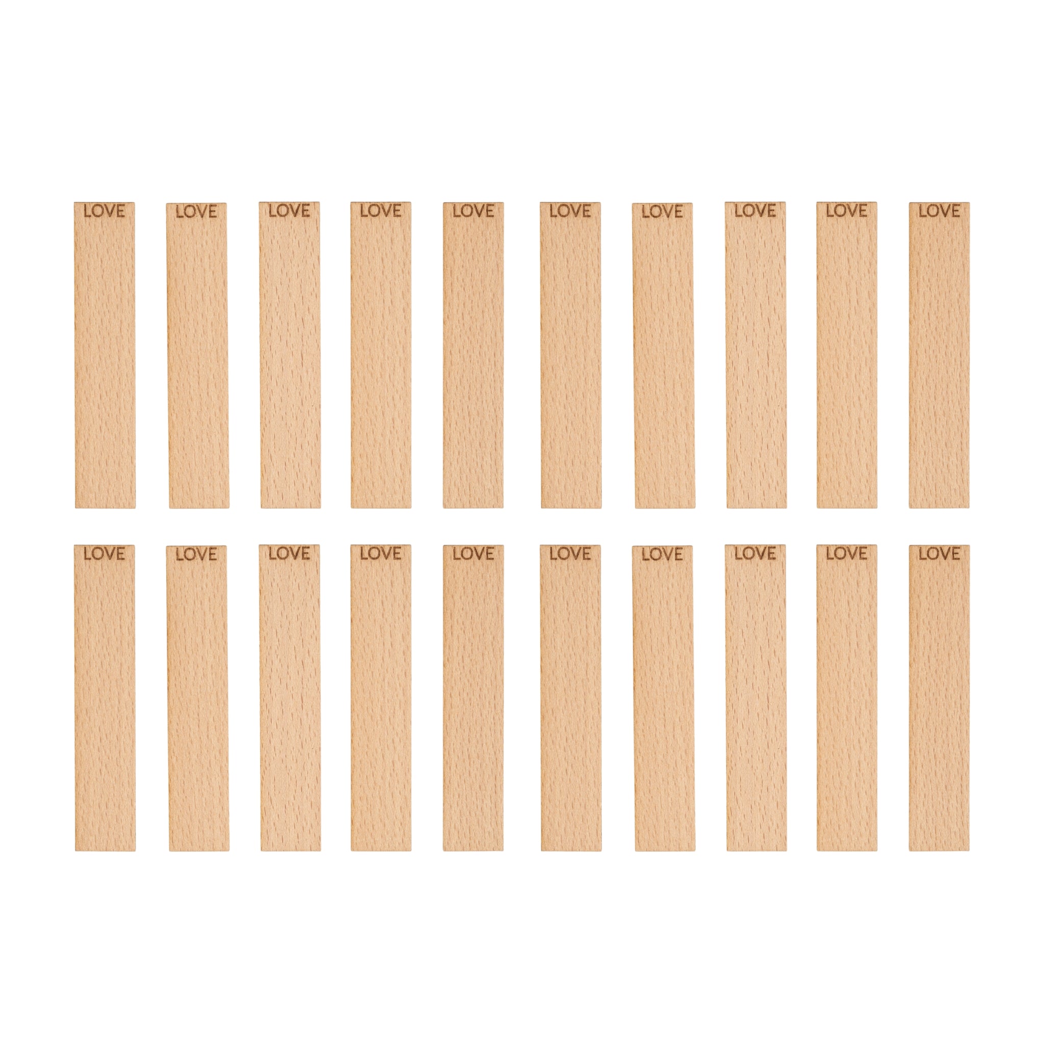 Holzkerzendochte mit Gravur - "LOVE" 20x1 mm