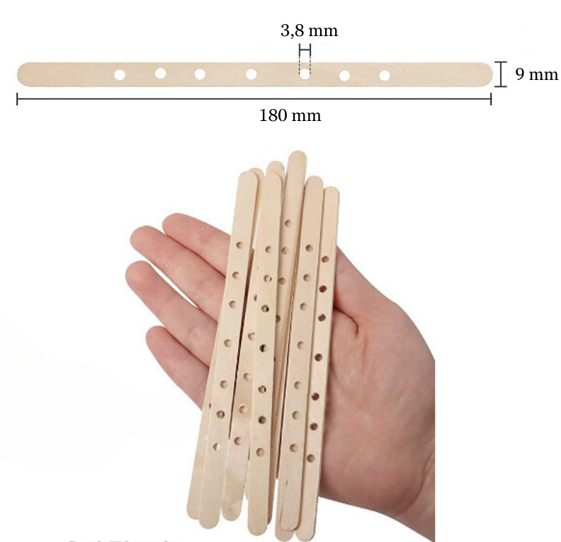 Holzdochtstabilisator mit 7 Löchern, 18 cm, 50 Stück