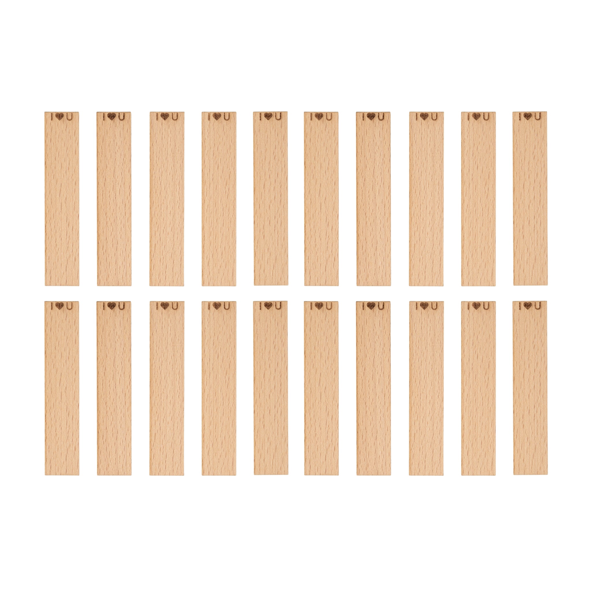 Holzkerzendochte mit Gravur - "I love you" 20x1 mm