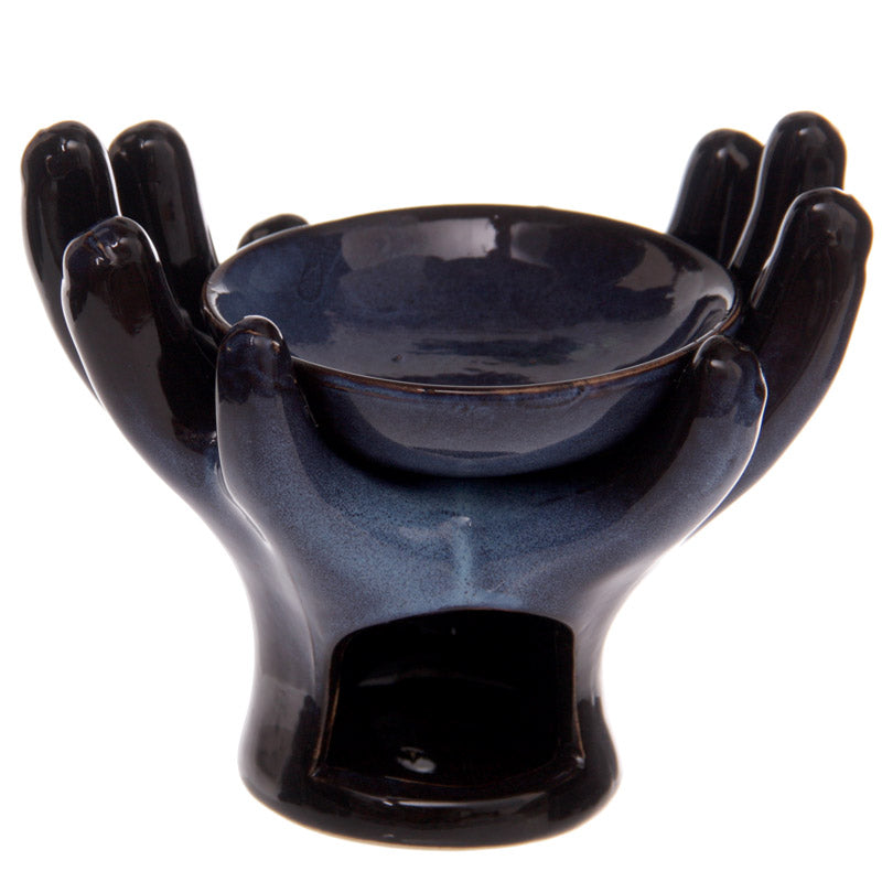Ceramic oil warmer open palms