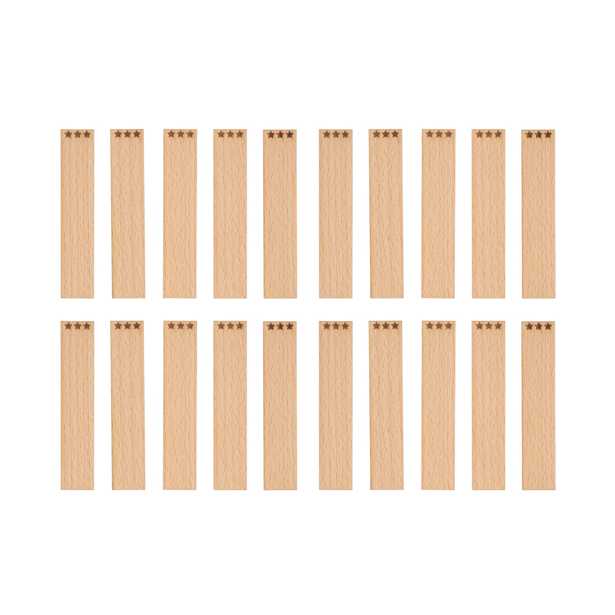 Holzdochte für Kerzen mit Gravur - "Sternchen" 20x1 mm