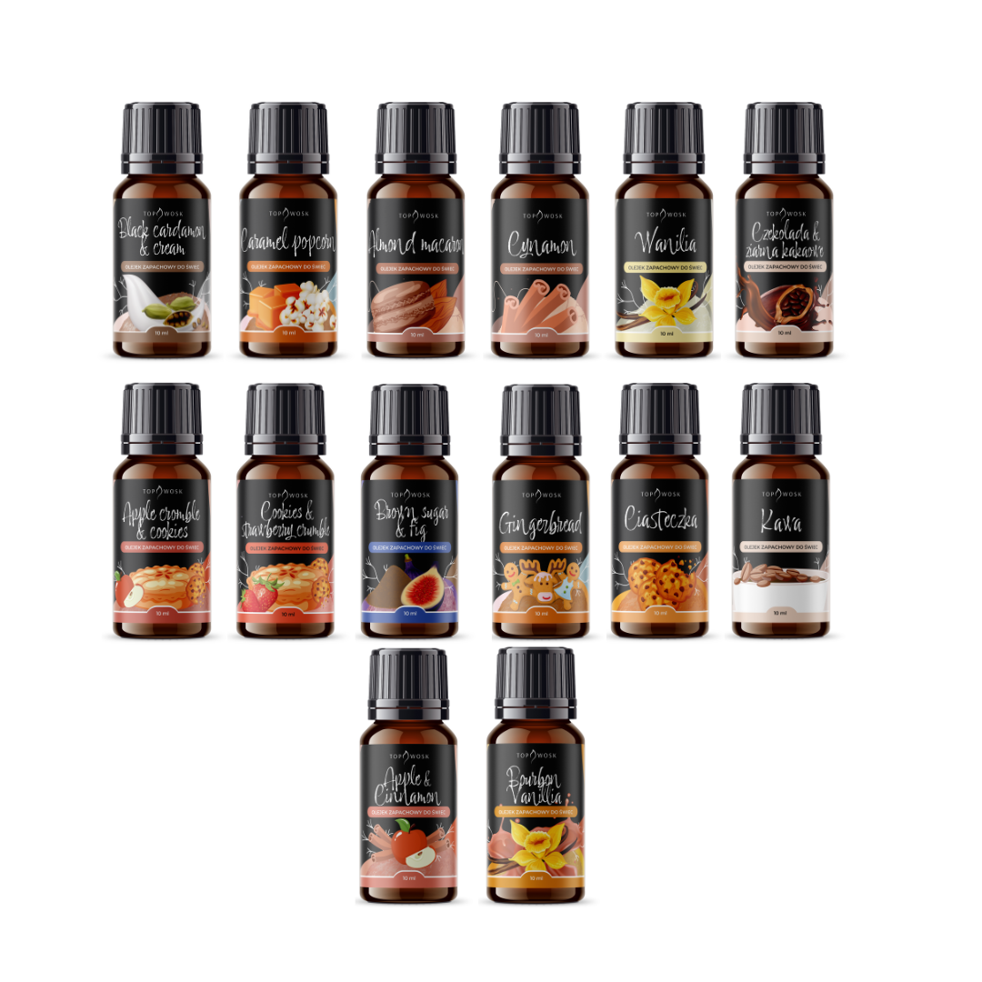 Set of 14 "Food" scented oils, 10 ml each.