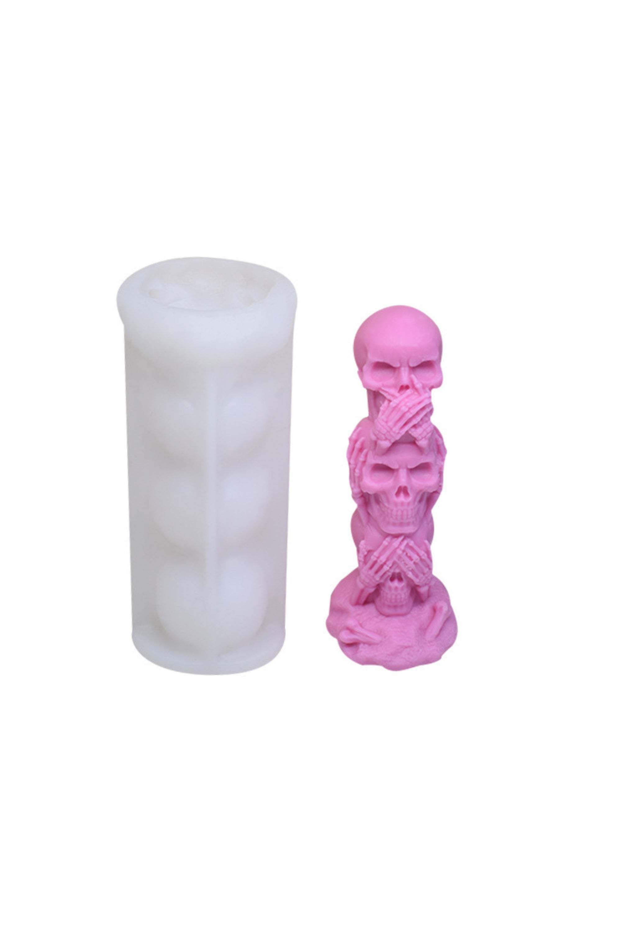 Silicone mold for candles - three skulls