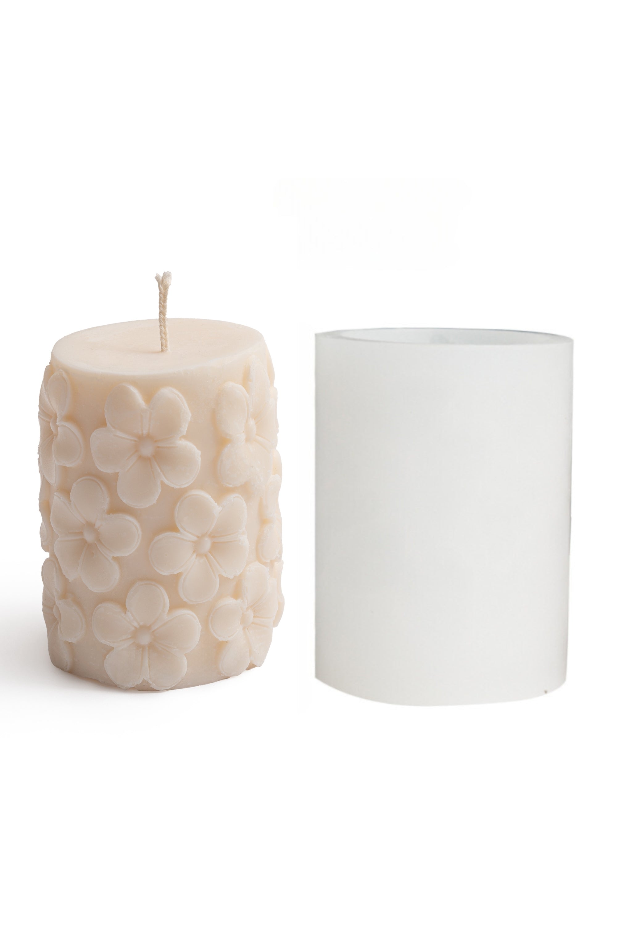 Silikonform für Kerzen - Kegel mit Blumenmuster