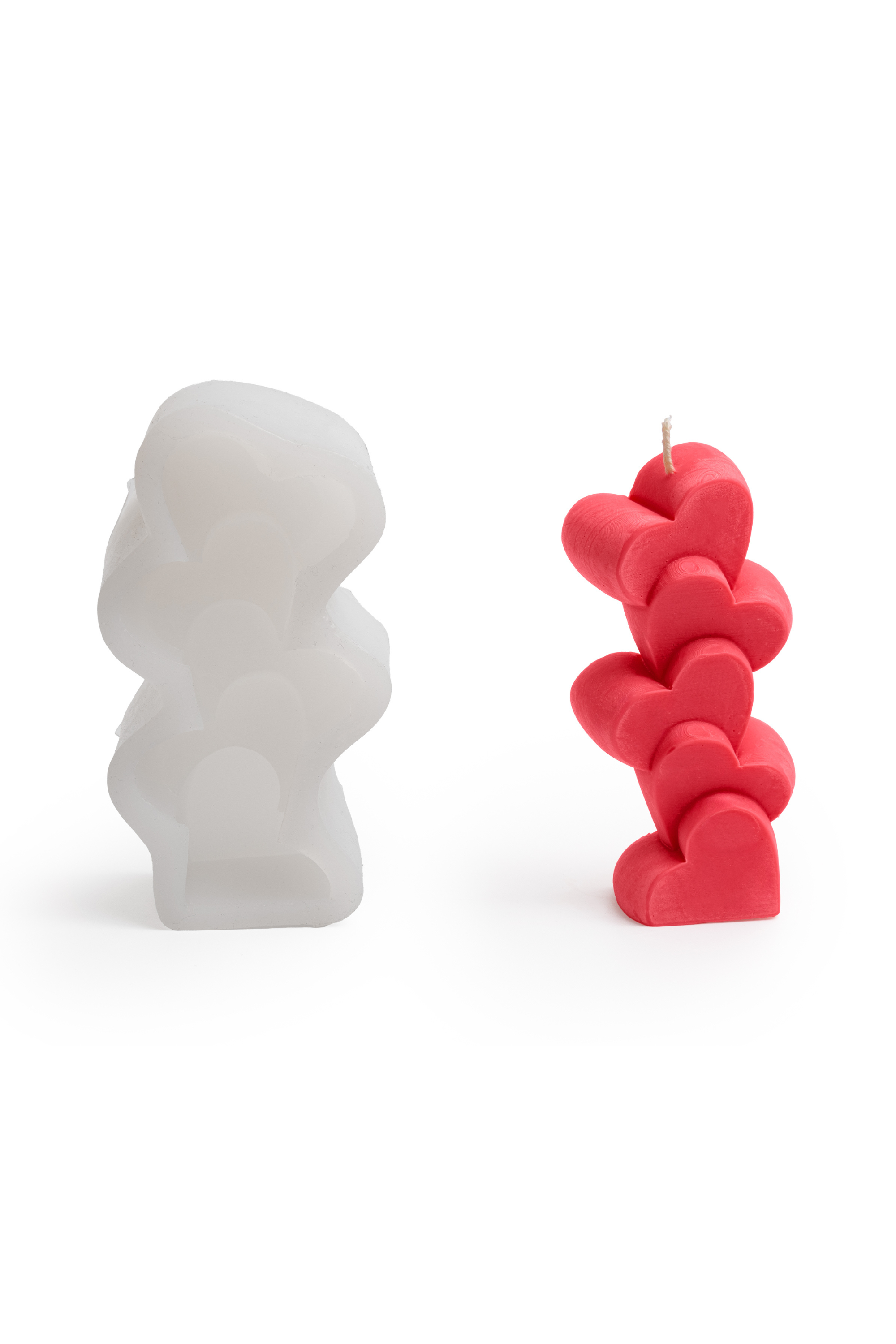 Silikonform für Kerzen - Turm aus Herzen