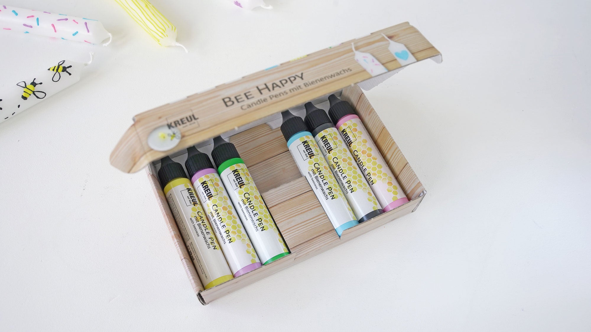 Set mit 6 Bee Happy Kerzenmarkern