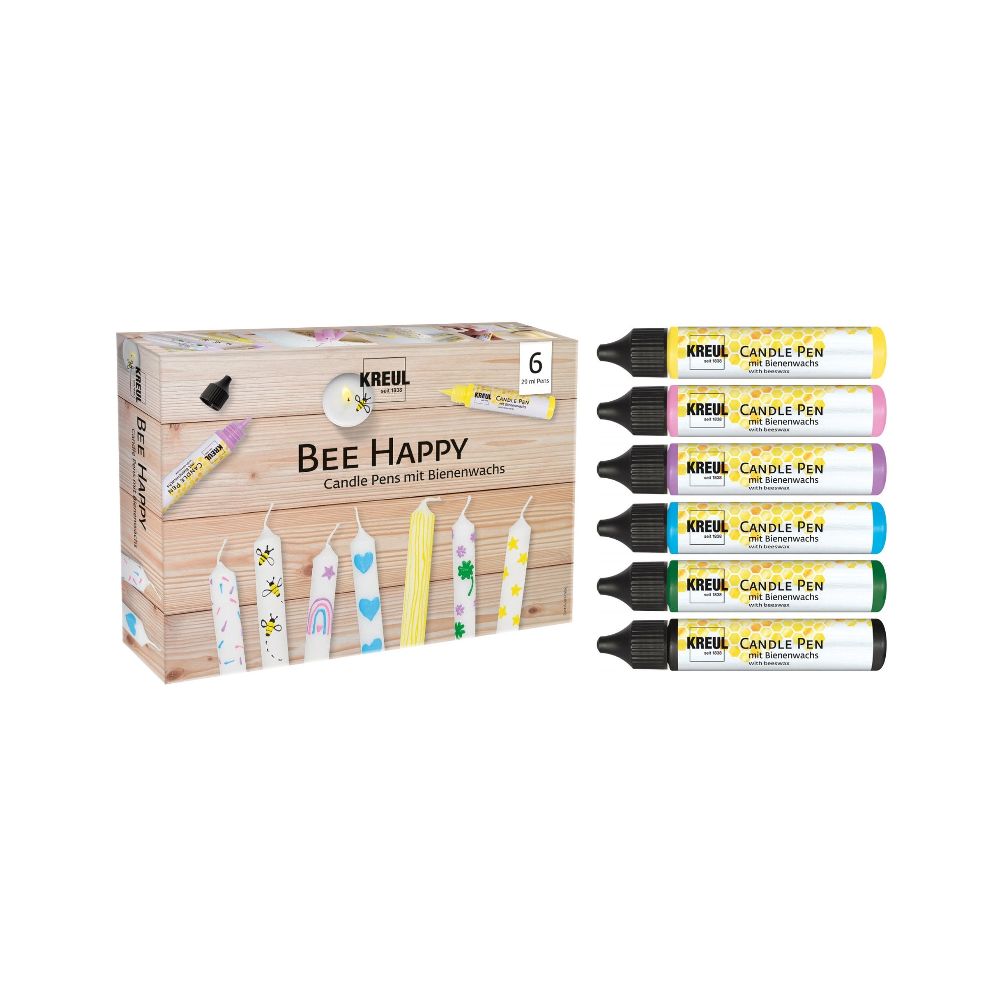 Set mit 6 Bee Happy Kerzenmarkern
