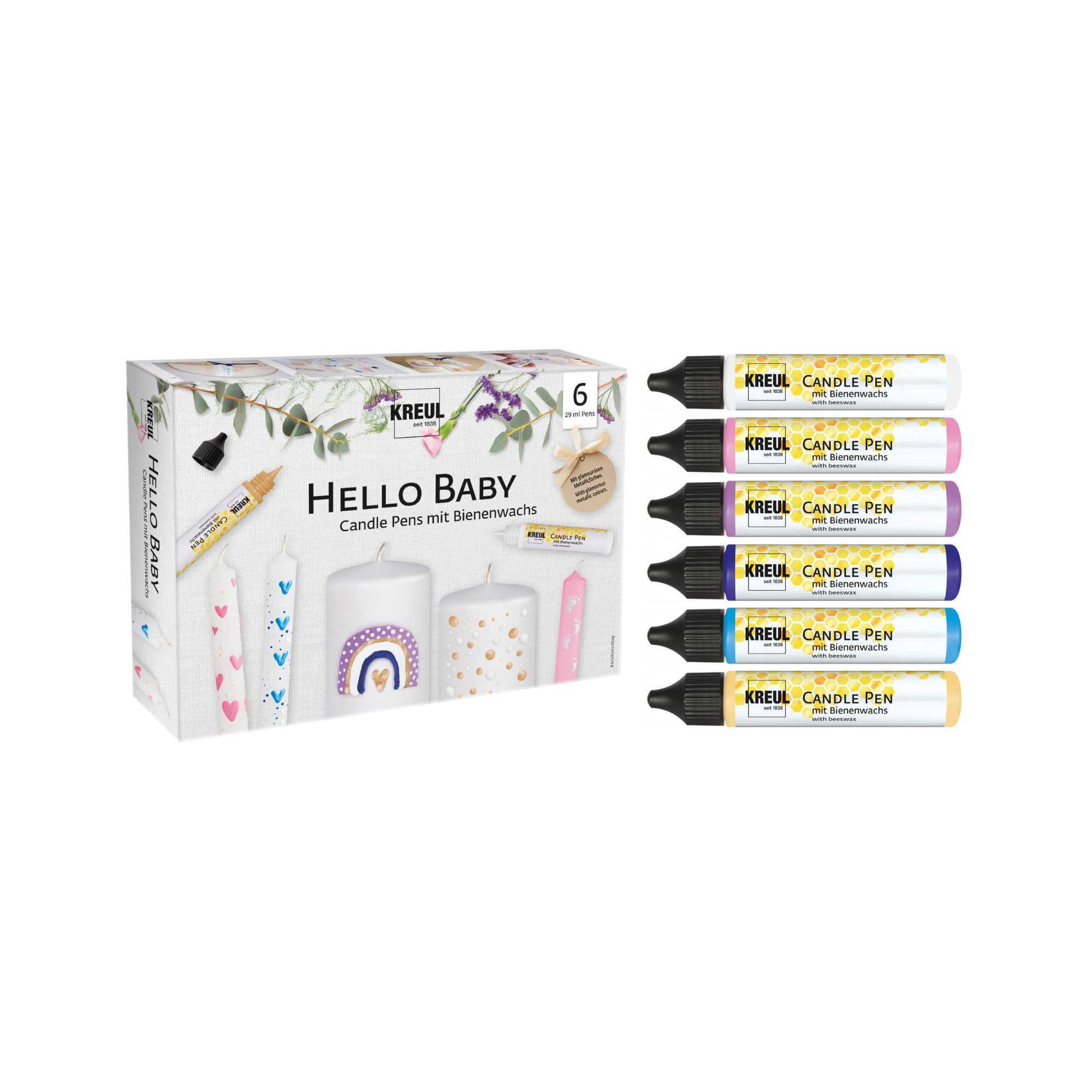 Set mit 6 Kerzenstiften Hello Baby
