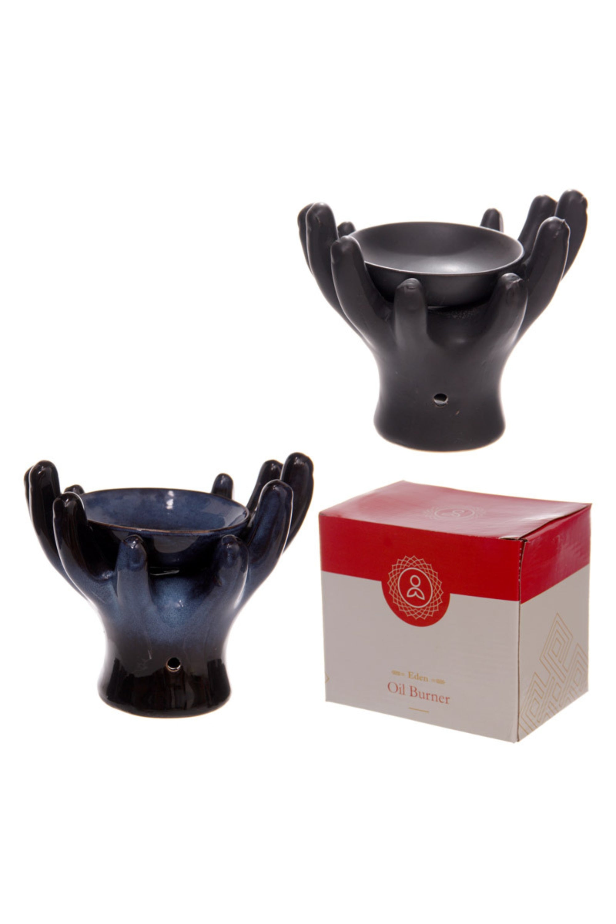 Ceramic oil warmer open palms