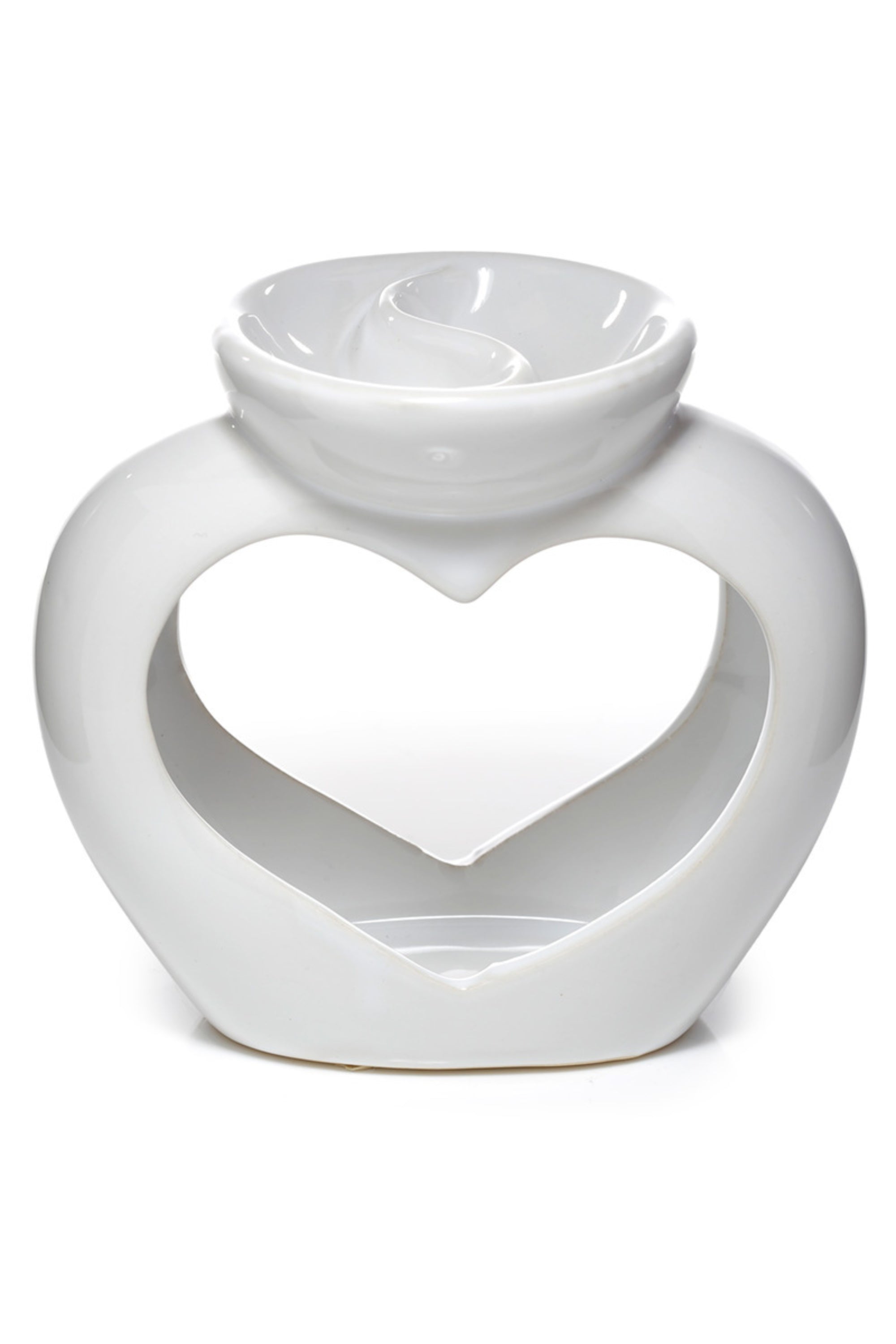 Heart-shaped ceramic oil and wax warmer tart