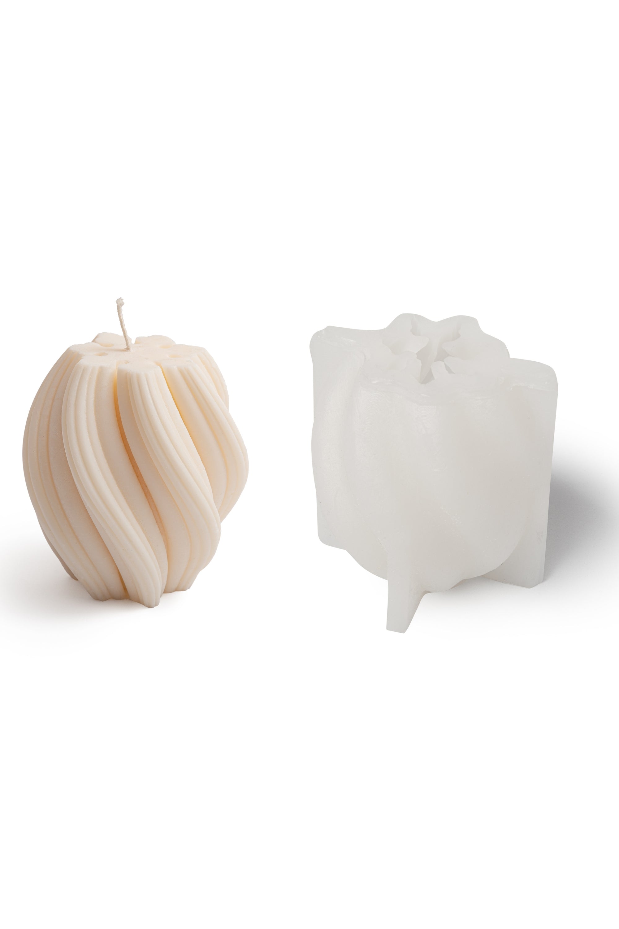 Silikonform für Kerzen - Säule mit Wellenmuster