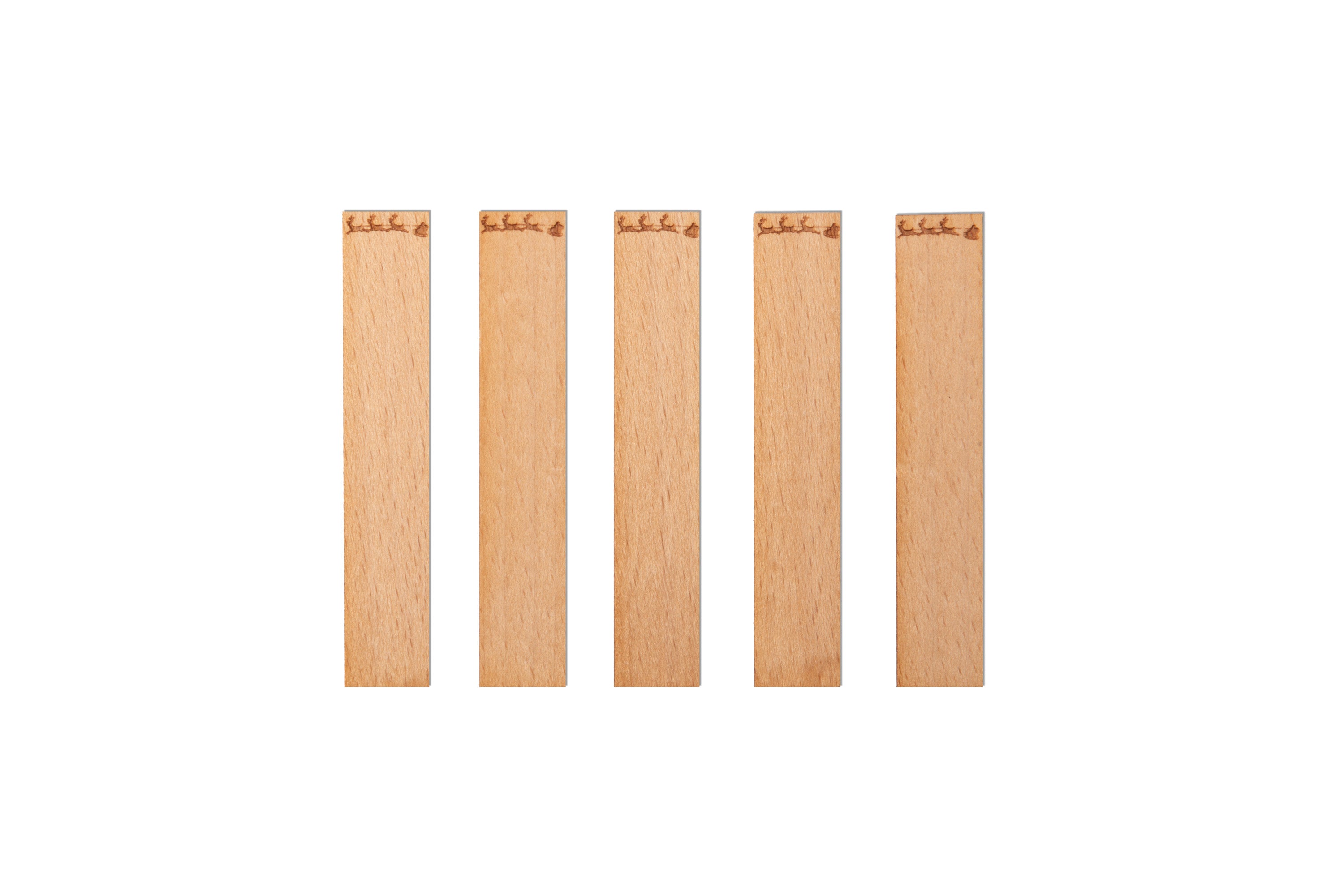 Holzkerzendochte mit Gravur "Weihnachtsmannschlitten" - 80x15x1 mm