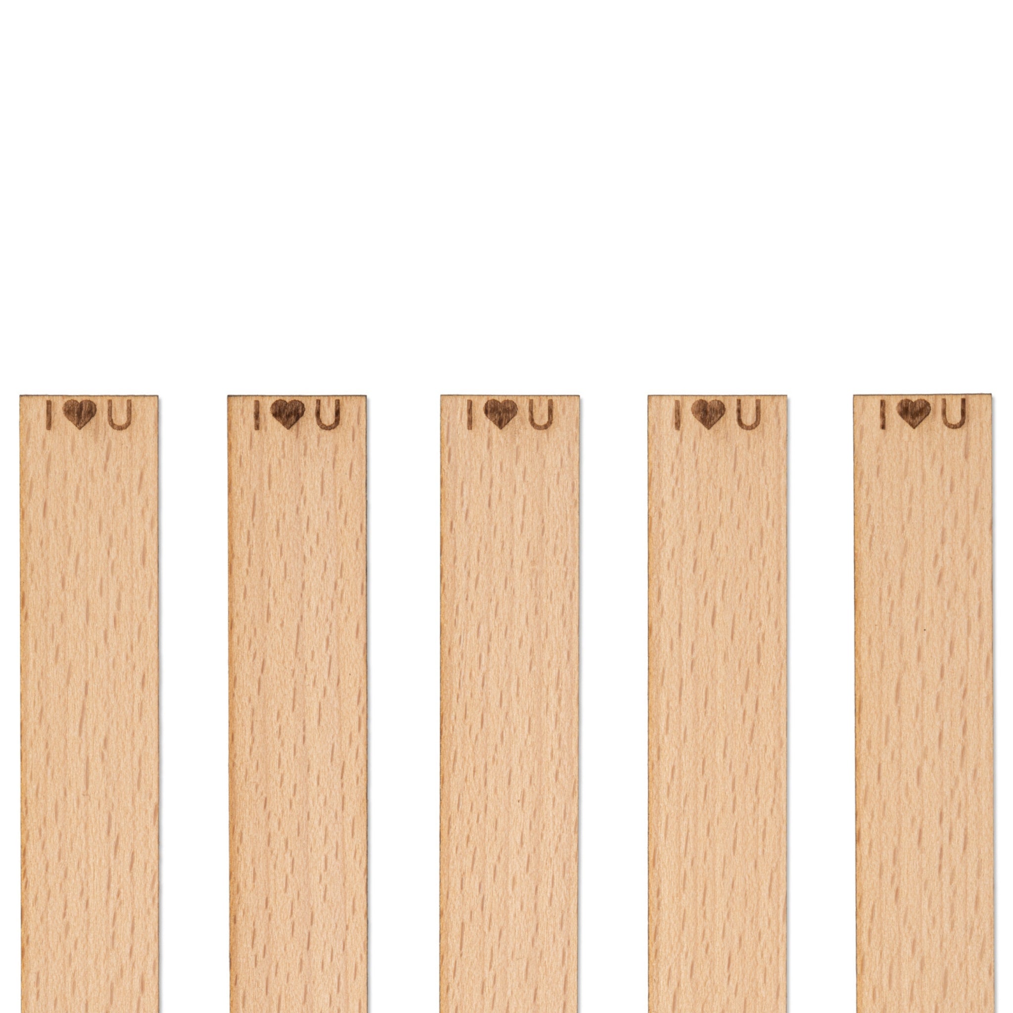 Knoty do świec drewniane z grawerem -"I love you" 20x1 mm