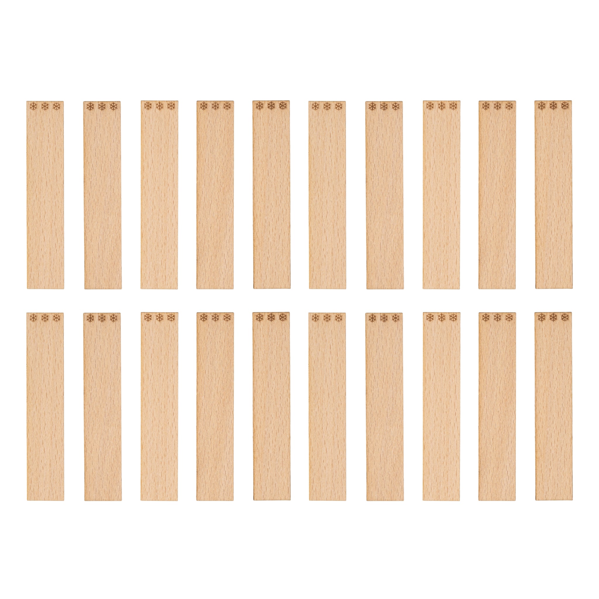 Knoty do świec drewniane z grawerem - "Śnieżynki" 20x1 mm