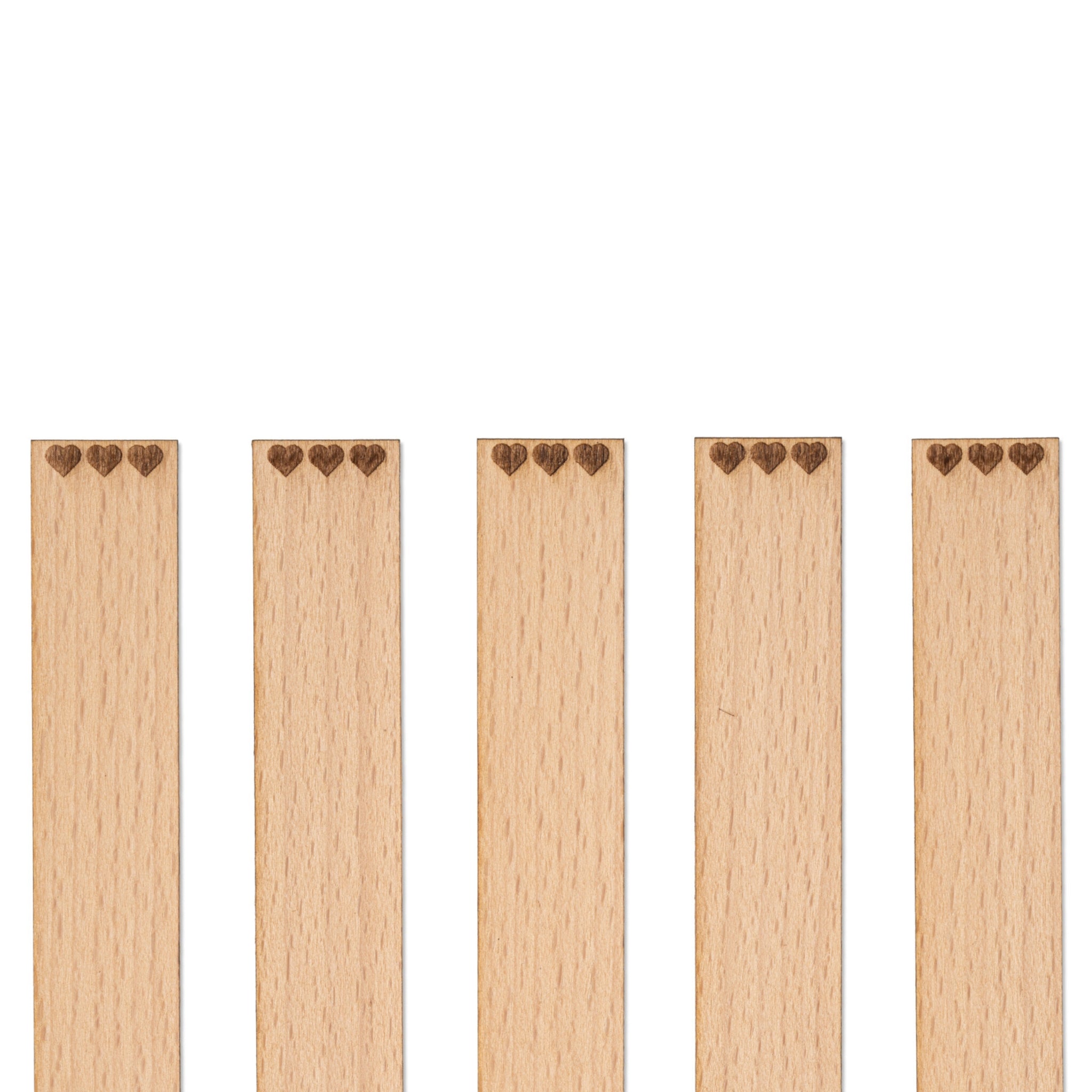 Knoty do świec drewniane z grawerem - "Serca" 20x1 mm