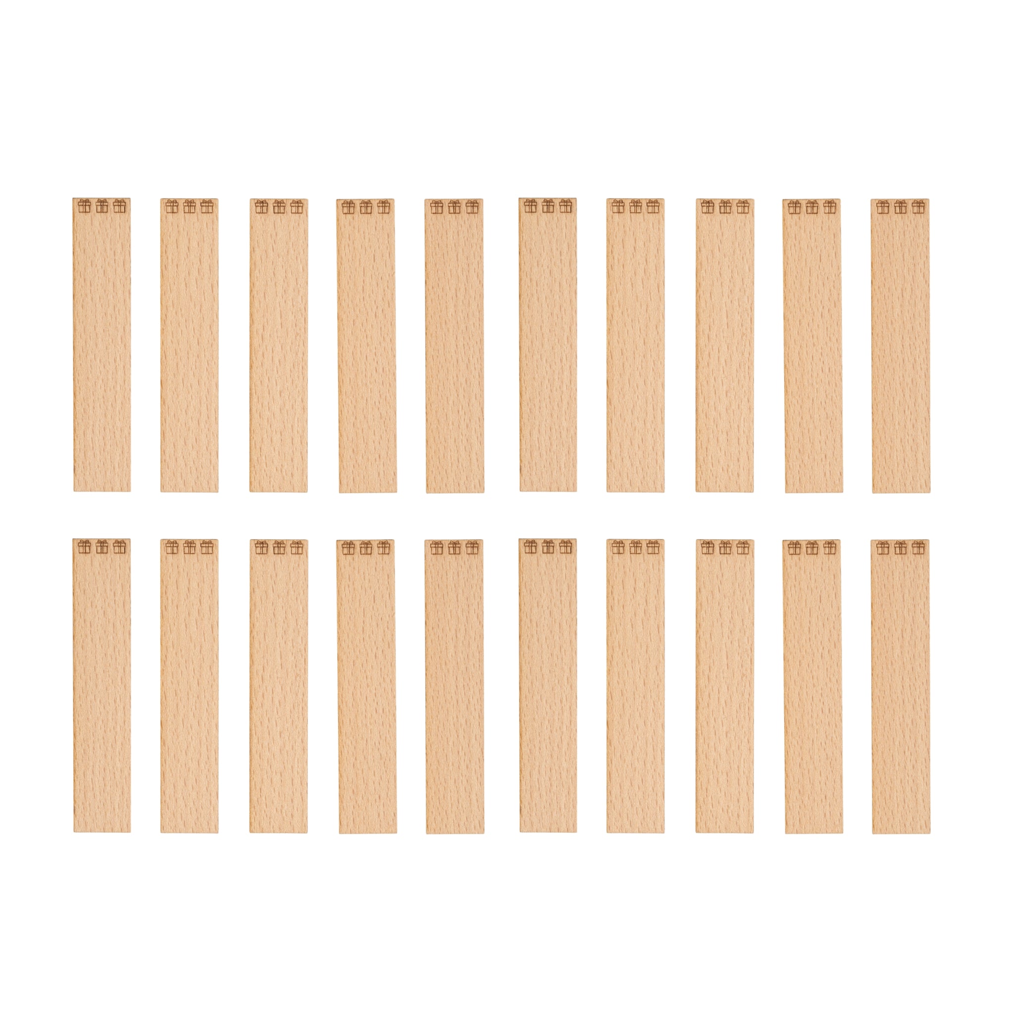 Knoty do świec drewniane z grawerem - "Prezenty" 20x1 mm