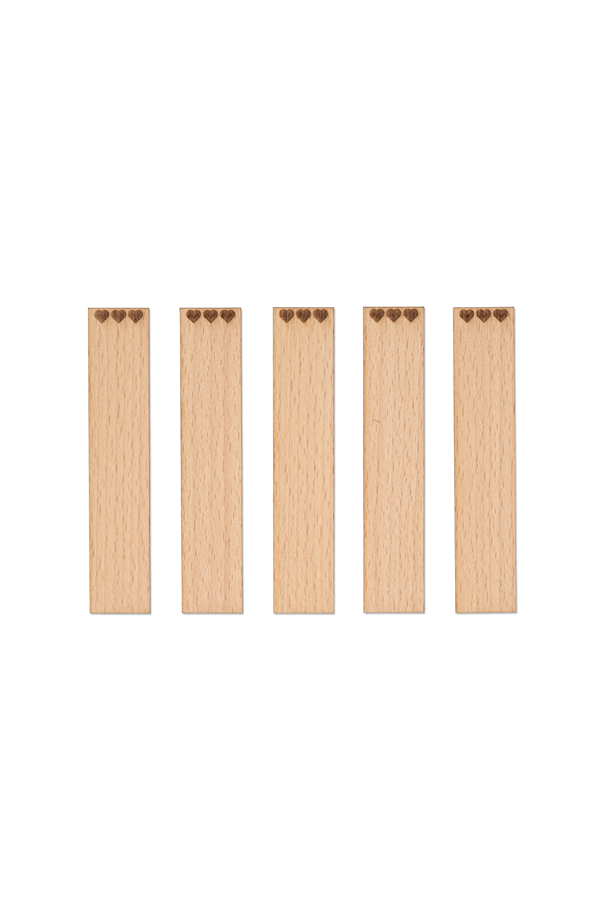 Knoty do świec drewniane z grawerem - "Serca" 20x1 mm