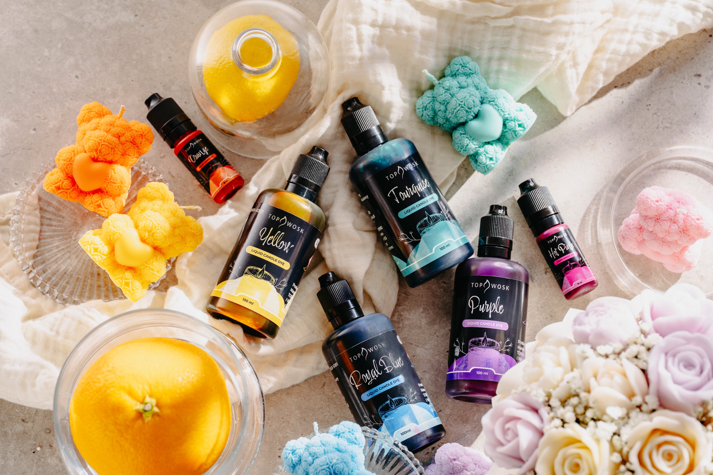 Flüssigfarben-Set für Kerzen „TopDyes“ – 10 ml x 15 Farben