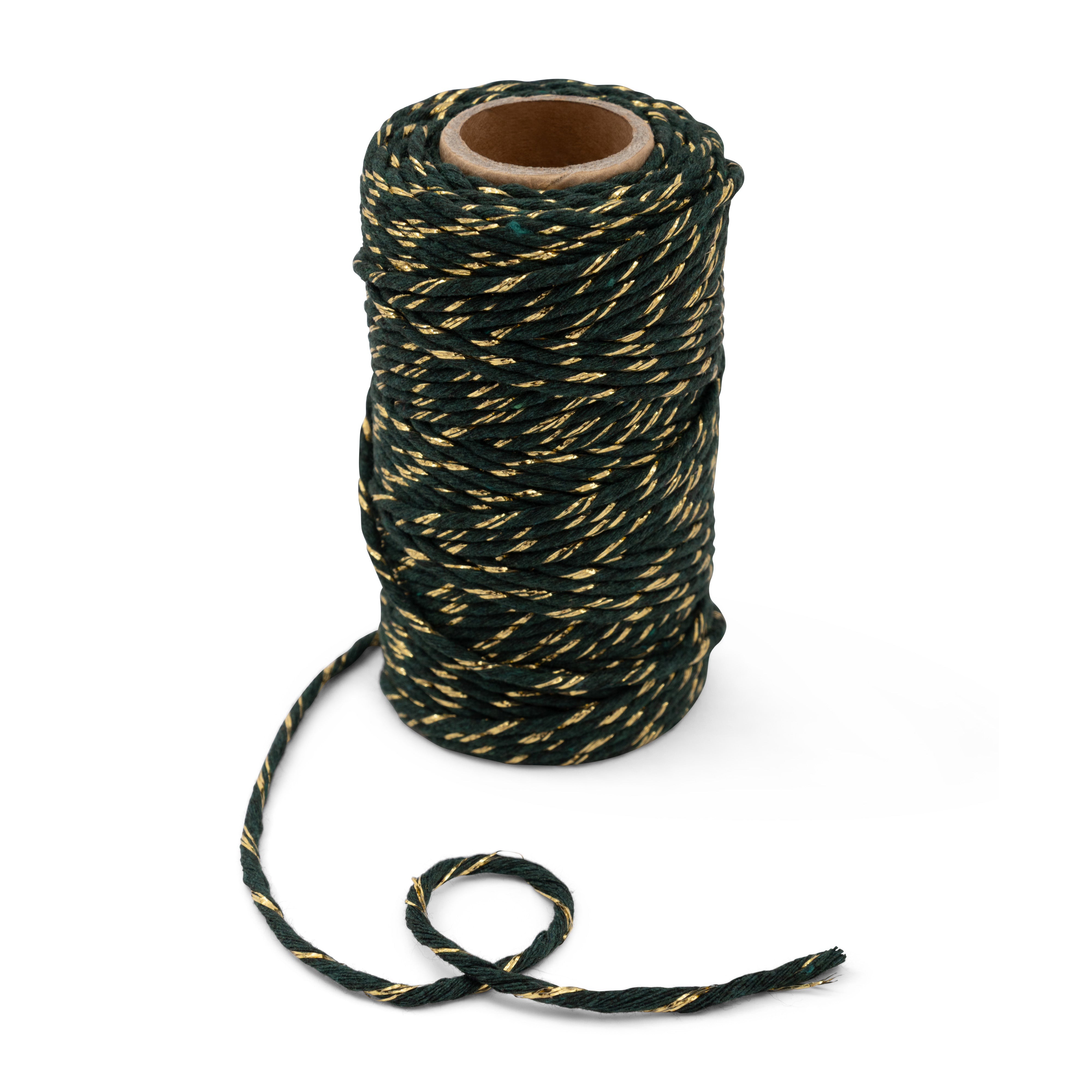 Sznurek bawełniany ze złotą nitką 2 mm