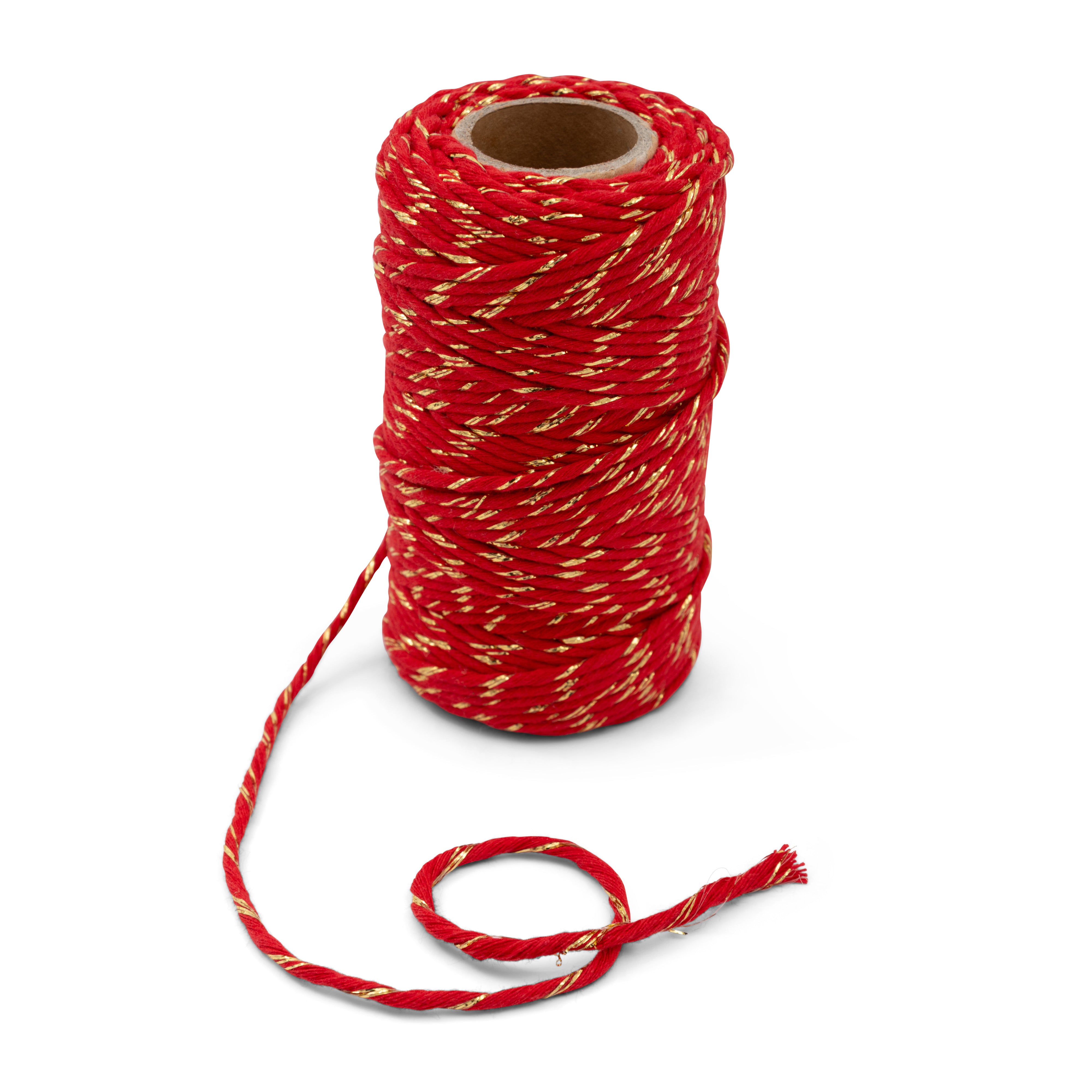 Sznurek bawełniany ze złotą nitką 2 mm