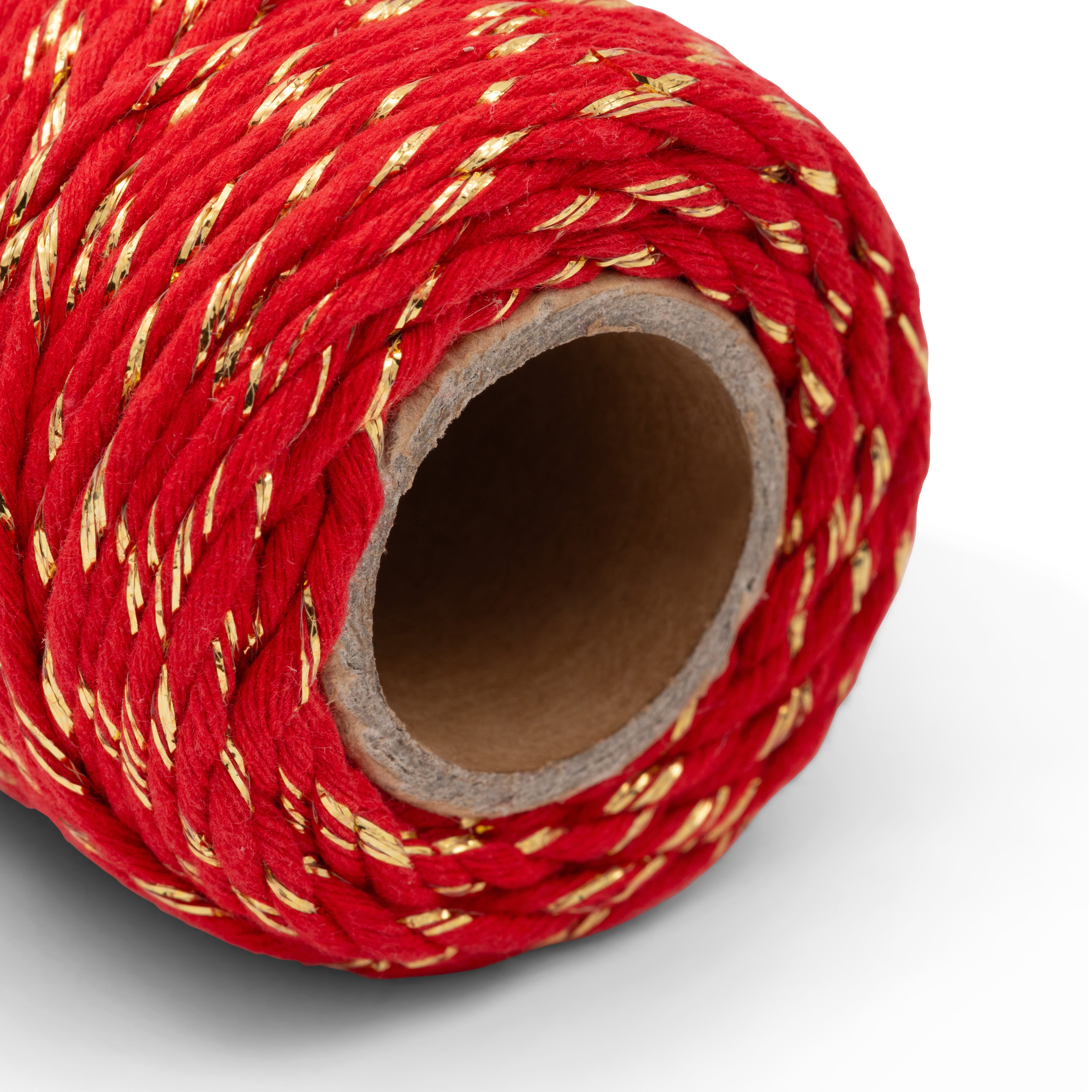 Sznurek bawełniany ze złotą nitką 2 mm