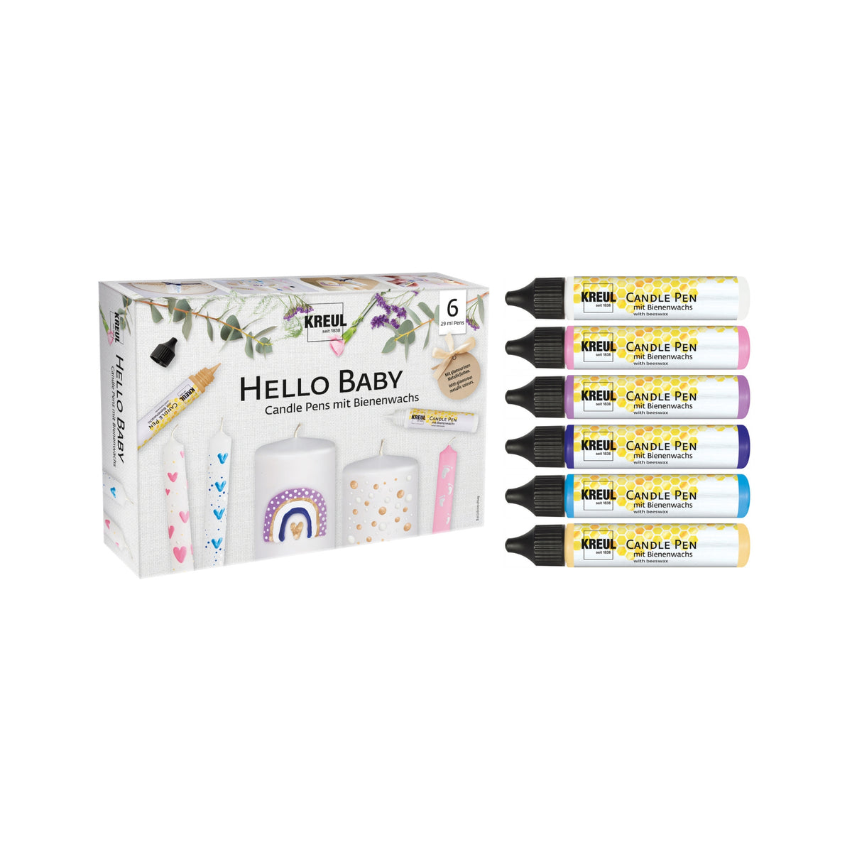 Set mit 6 Kerzenstiften Hello Baby – Top Wosk