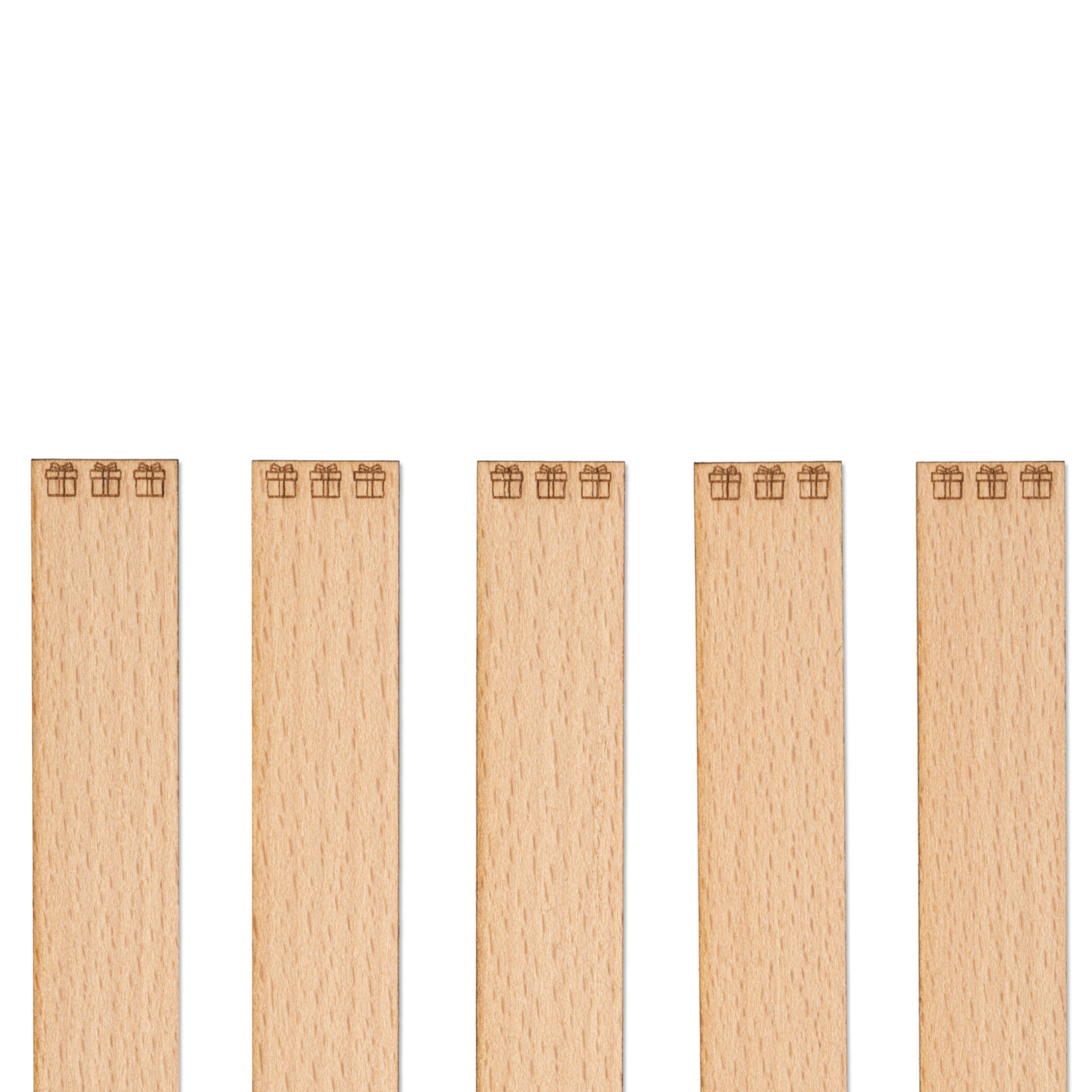 Knoty do świec drewniane z grawerem - "Prezenty" 20x1 mm