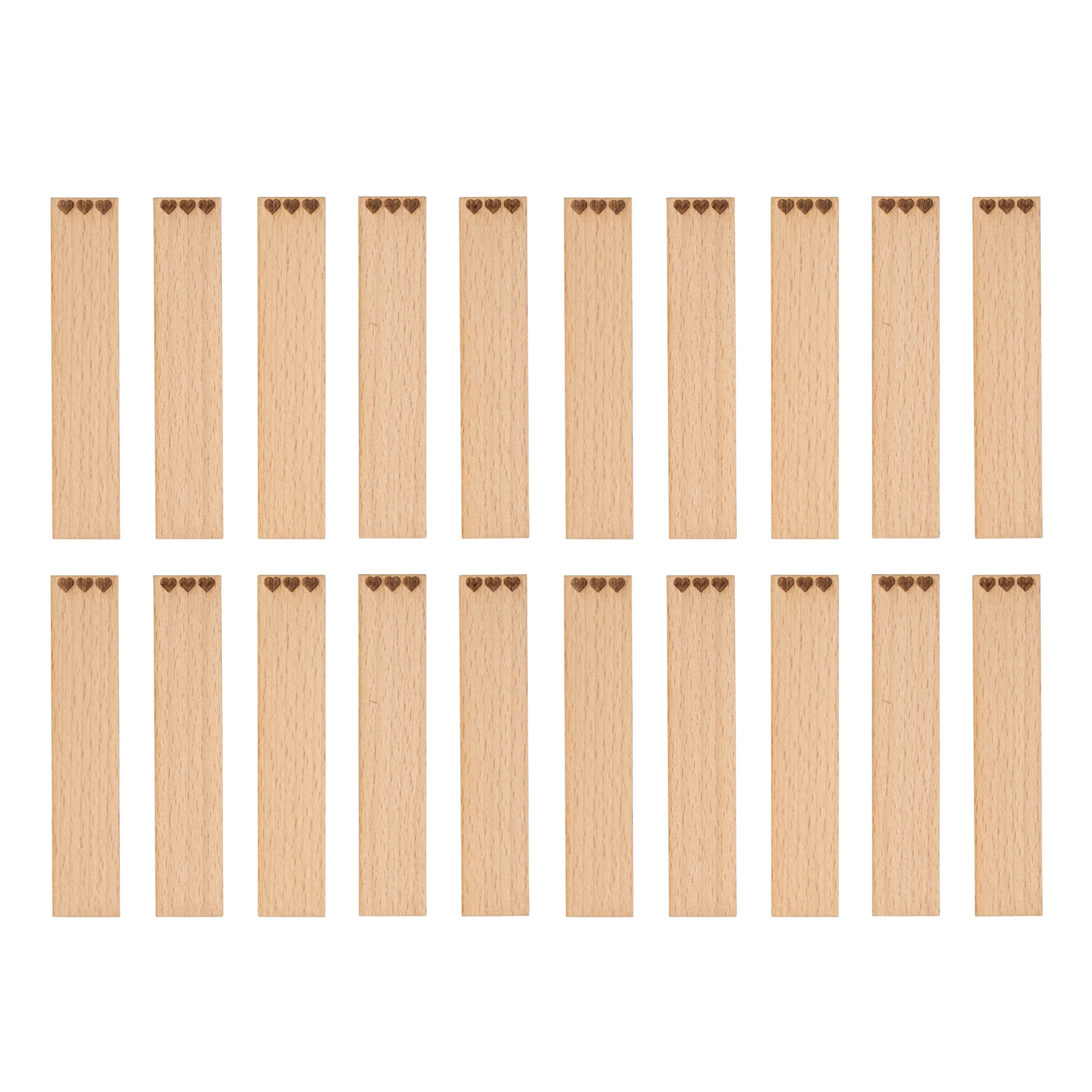 Knoty do świec drewniane z grawerem - "Serca" 20x1 mm