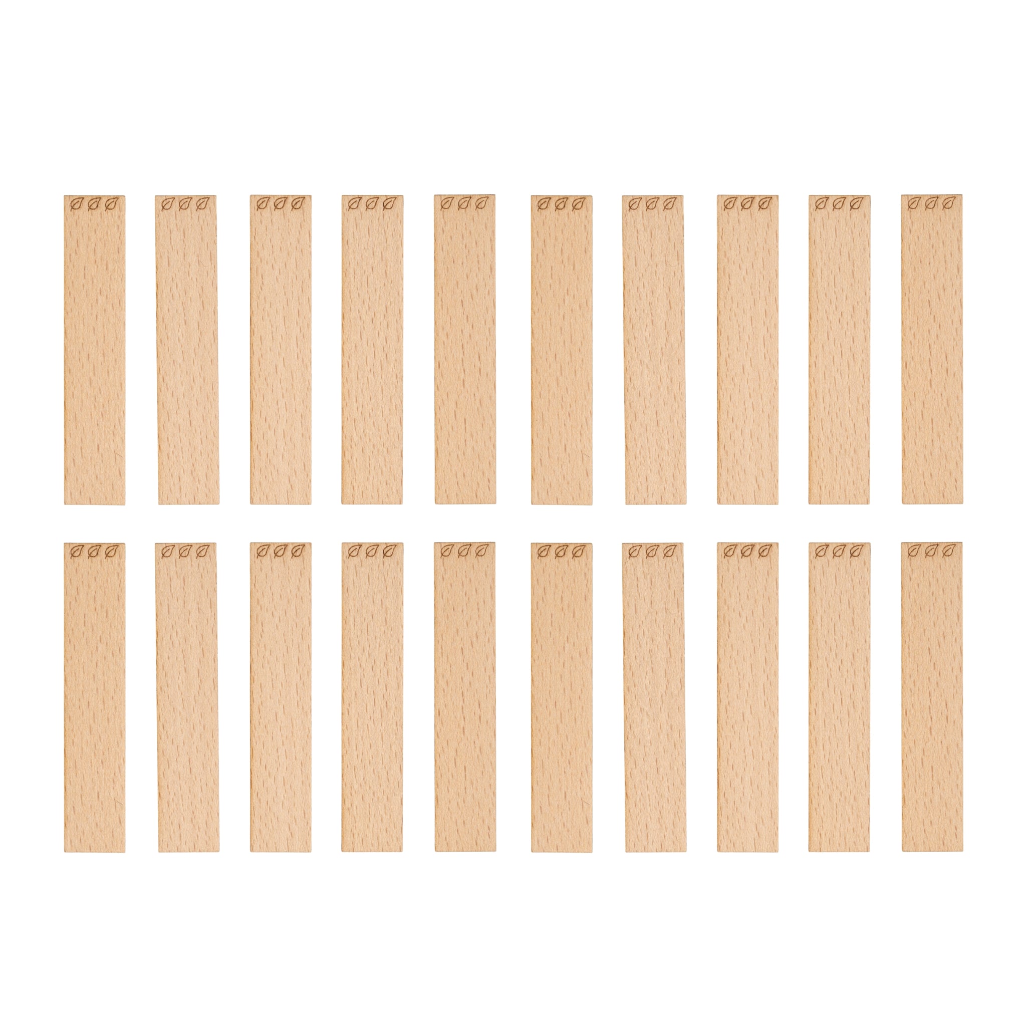 Knoty do świec drewniane z grawerem - "Listki" 20x1 mm