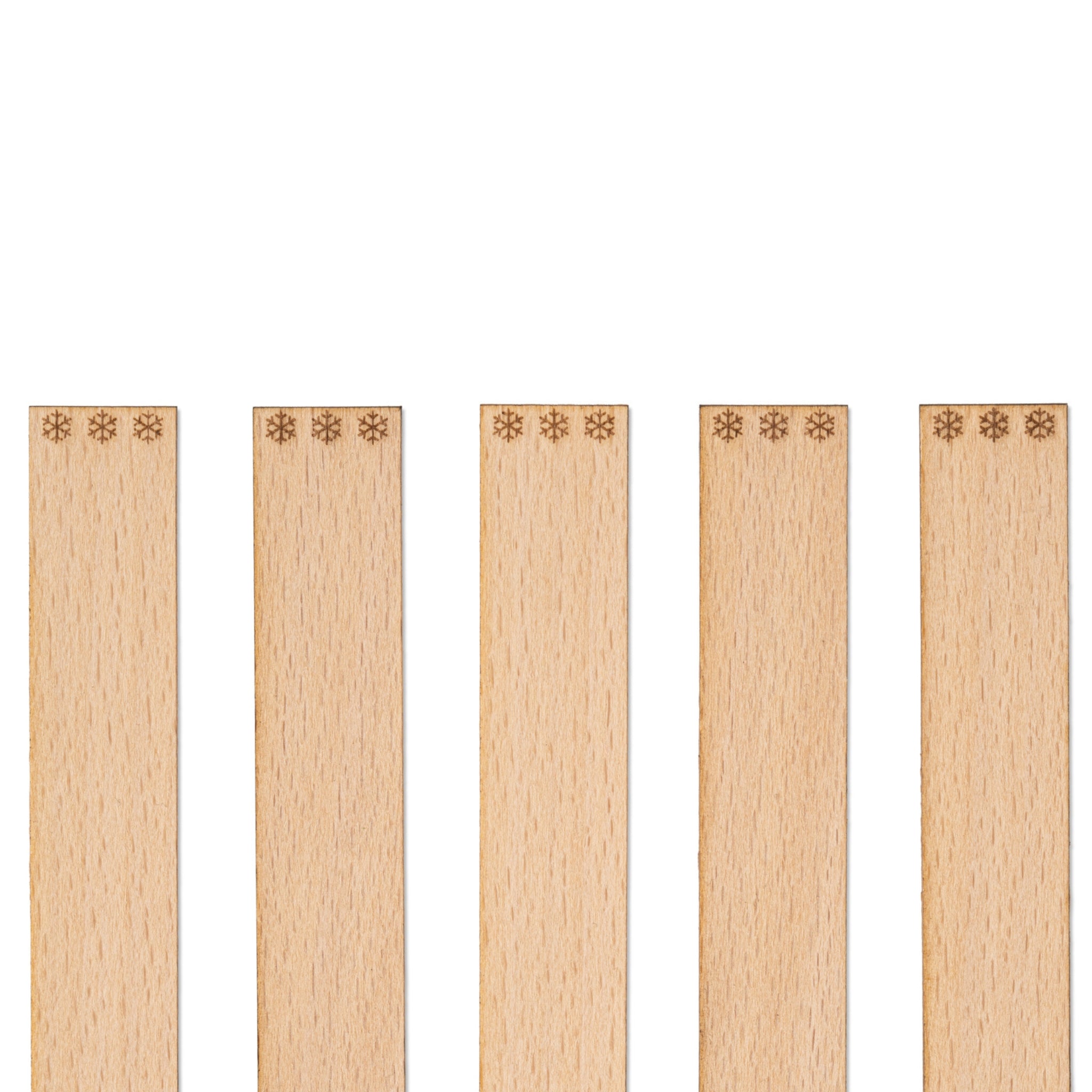 Knoty do świec drewniane z grawerem - "Śnieżynki" 20x1 mm