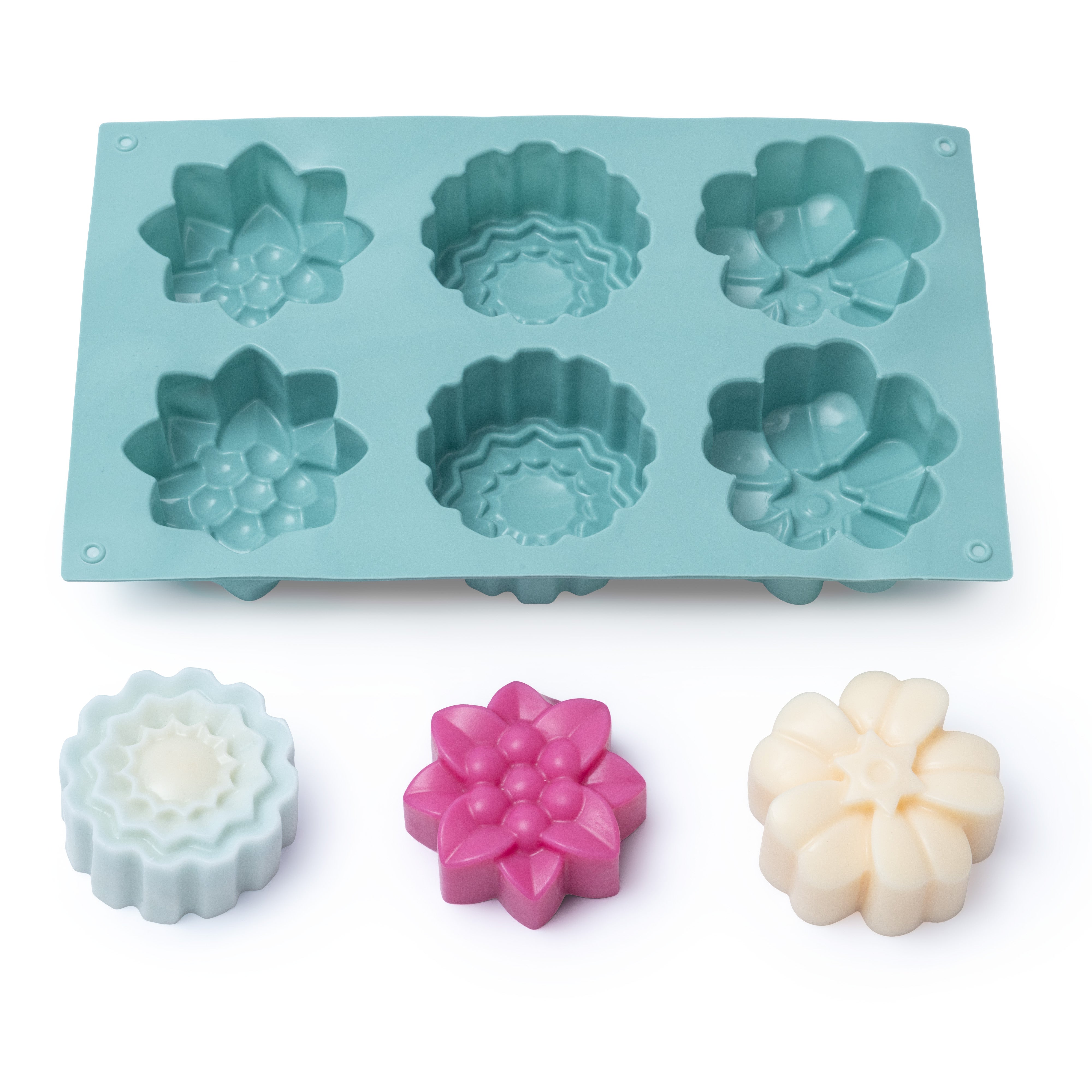 Silikonform für Seifen – Blumen-Mix-Paneel, 6 Stück