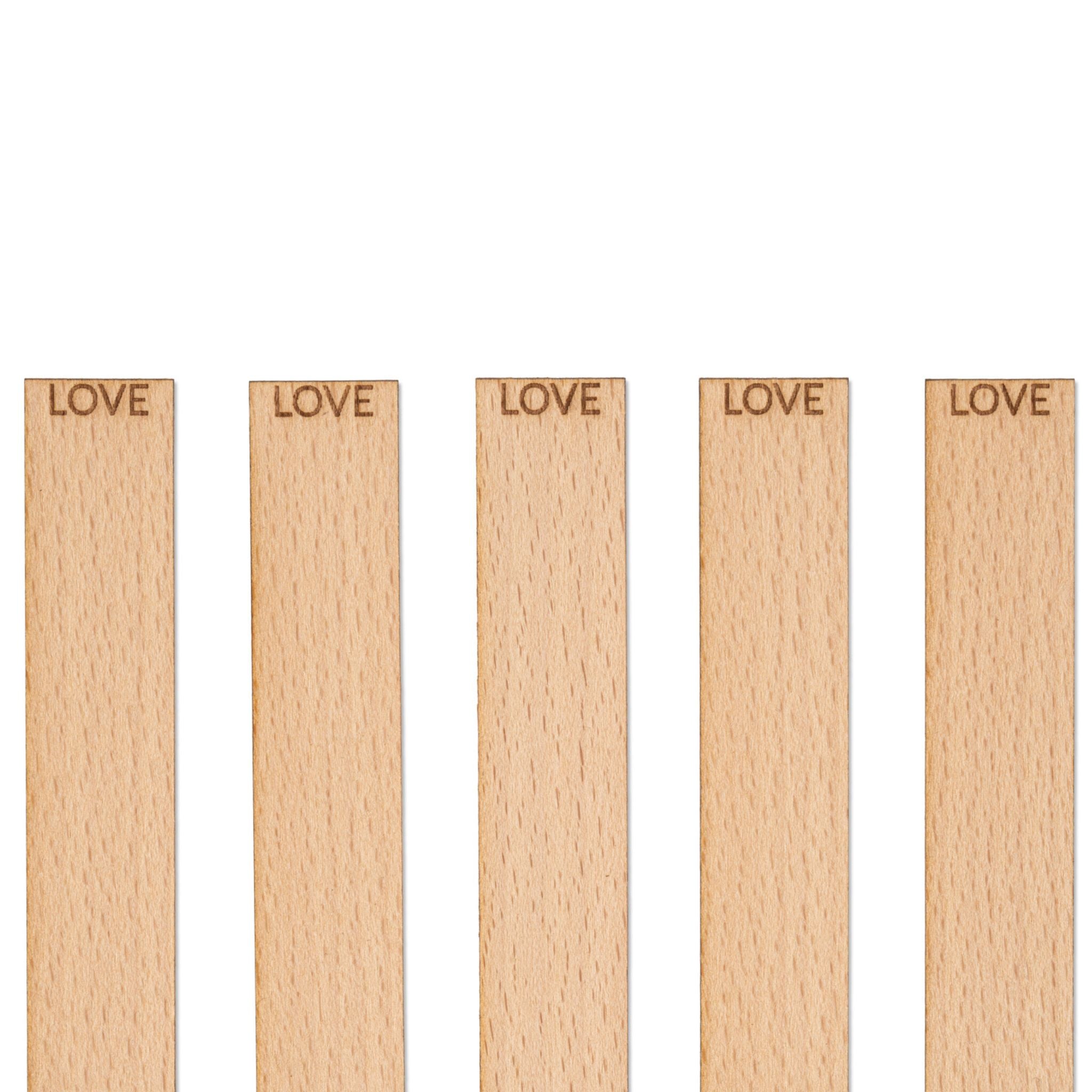 Knoty do świec drewniane z grawerem - "LOVE" 20x1 mm