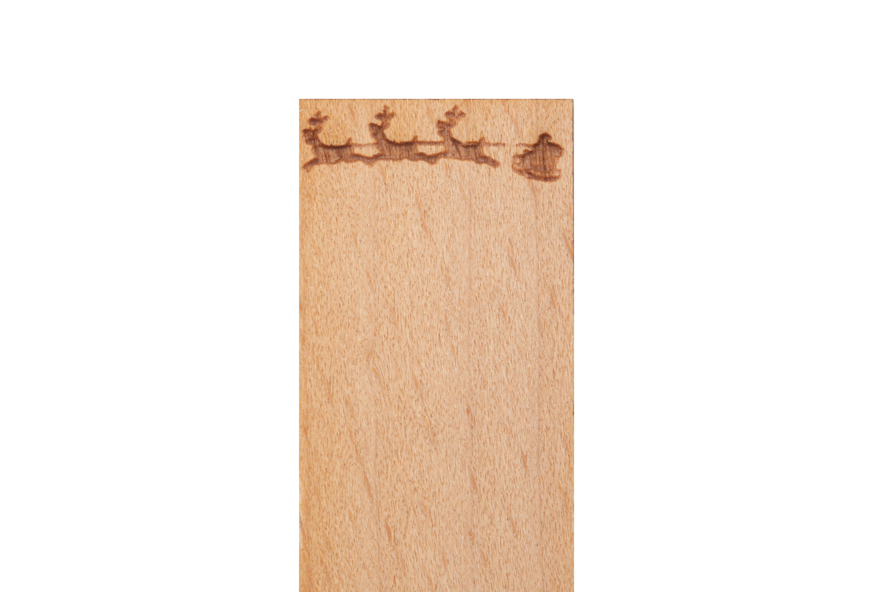 Knoty do świec drewniane z grawerem "Sanie Świętego Mikołaja" - 80x15x1 mm