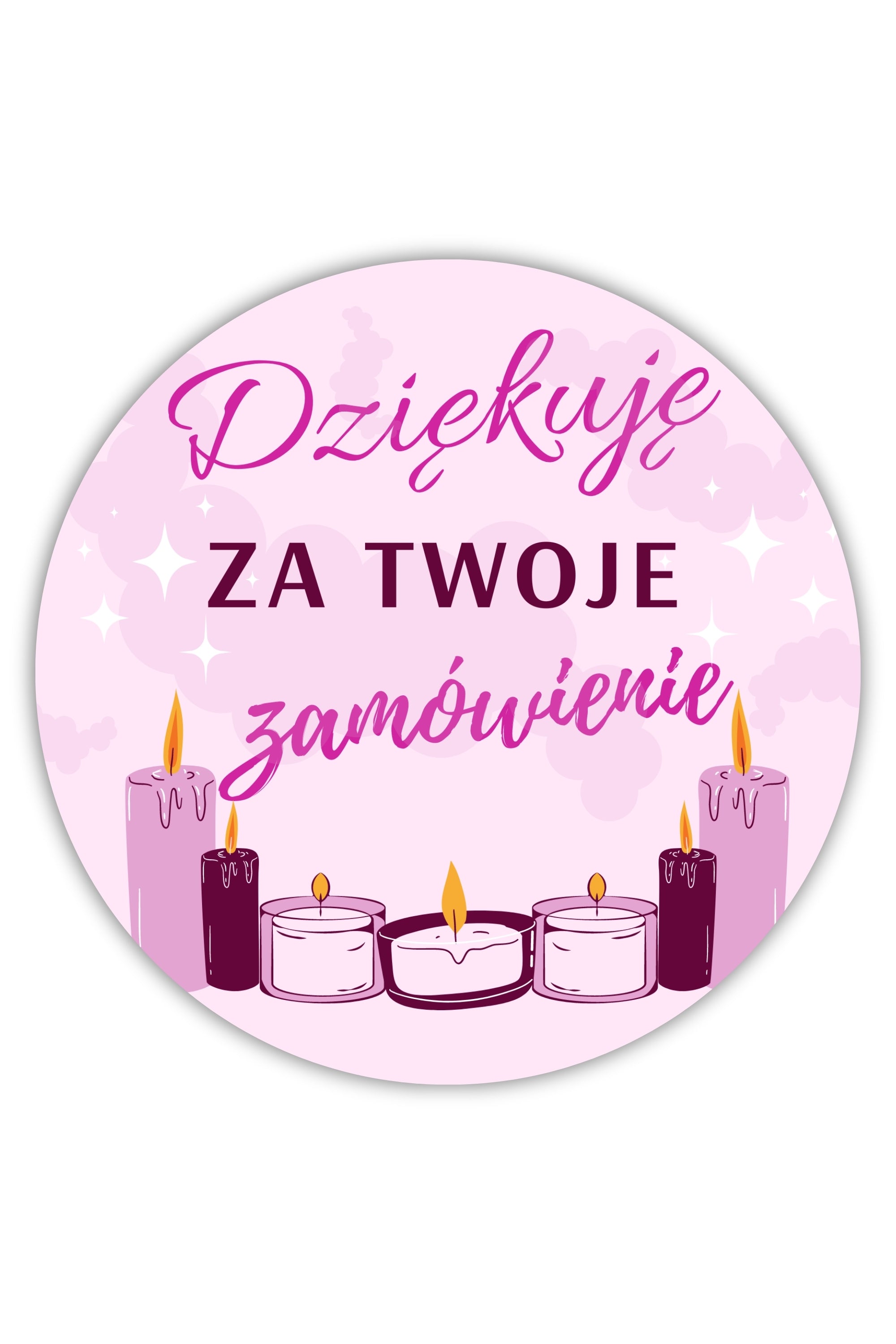 Naklejki ozdobne na świece 5 cm - Dziękuję