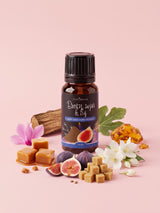 Olejek zapachowy do świec Brown Sugar and Fig w butelce 10 ml otoczonej figami, brązowym cukrem, karmelem, cyklamenem, jaśminem i liśćmi figi