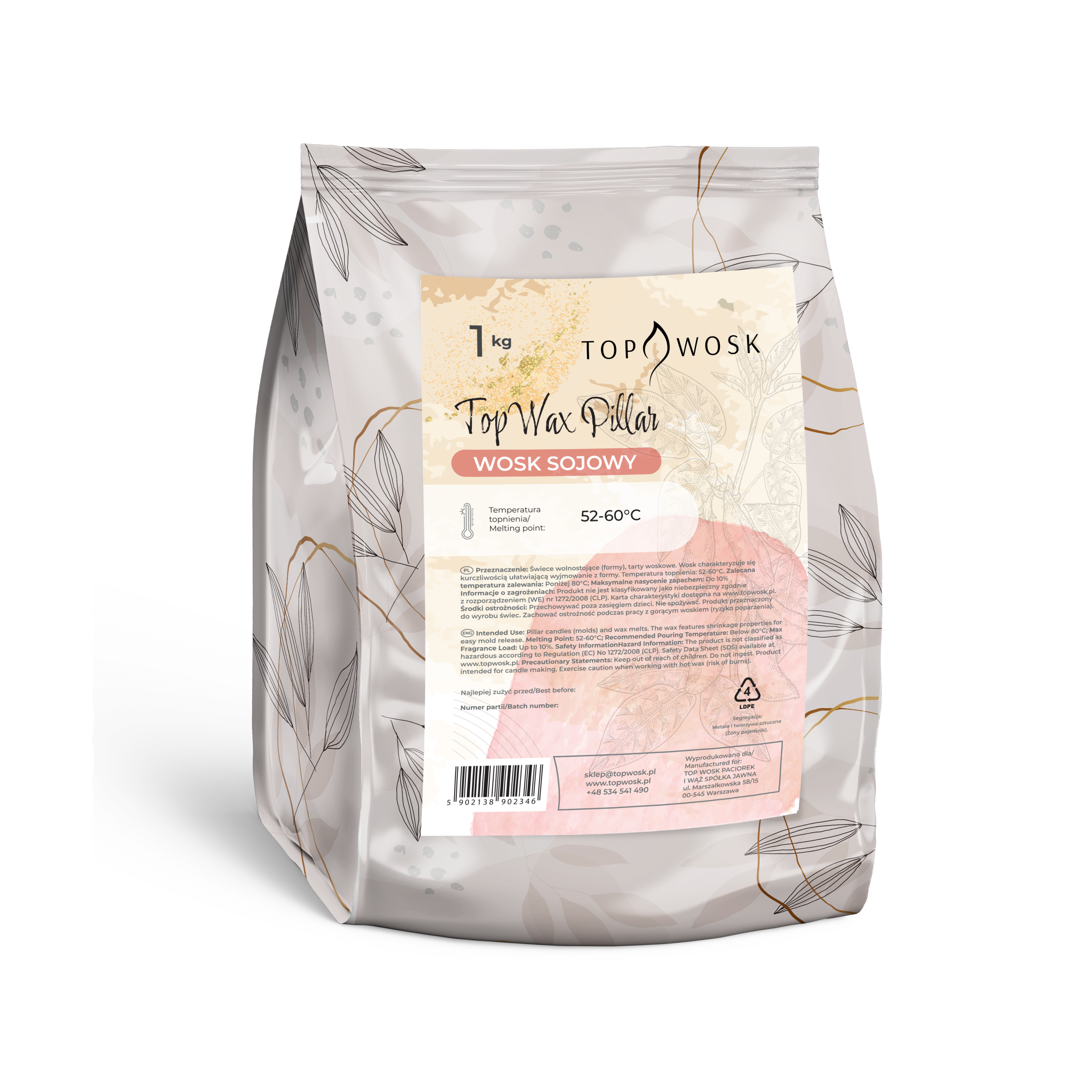 Wosk sojowy TopWax Pillar - świece wolnostojące