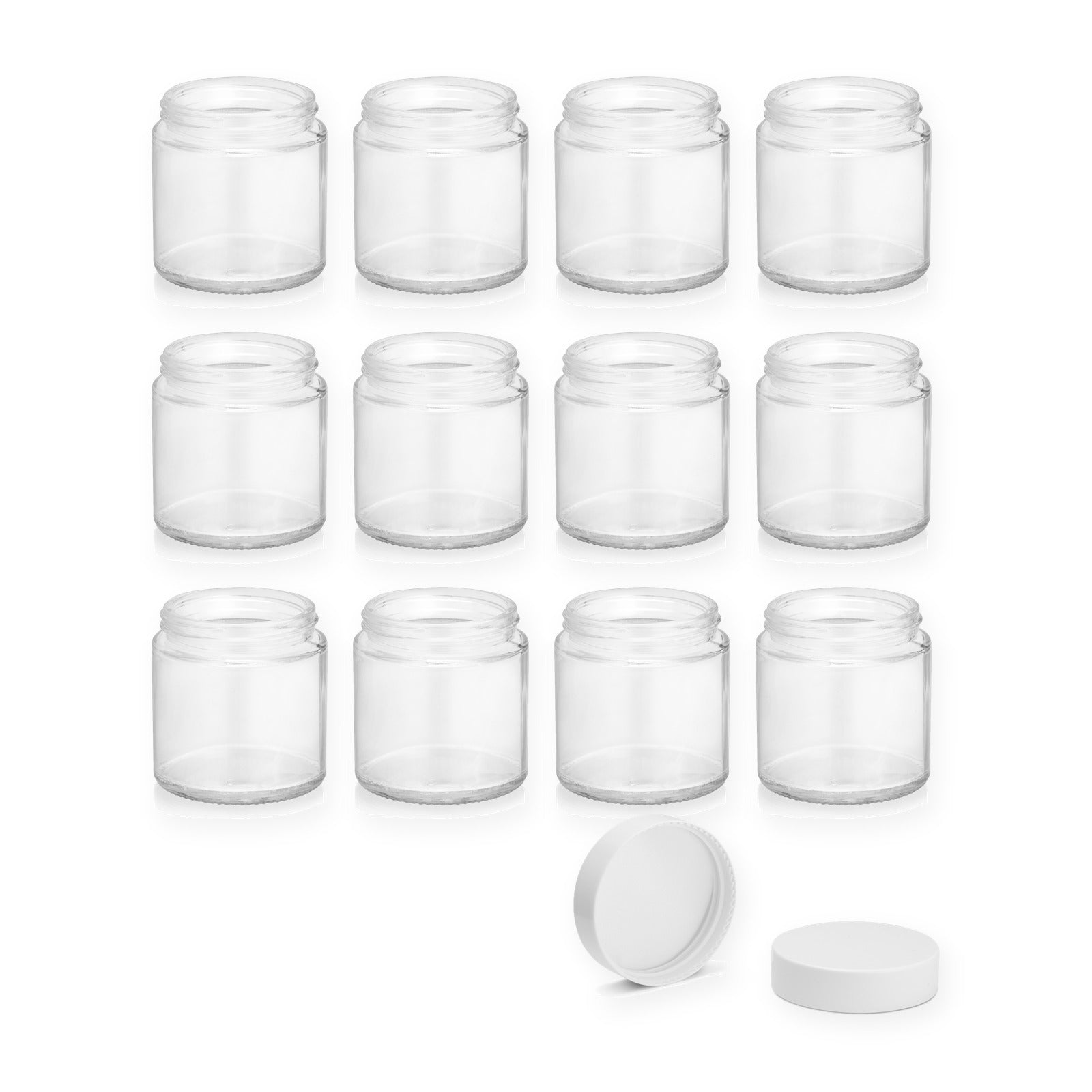 Zestaw słoików do świec 120 ml z białymi nakrętkami - 12 sztuk